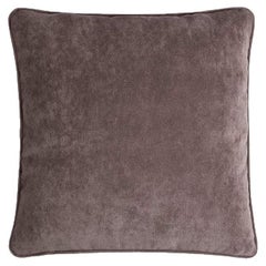 HAPPY FRAME Cuscino in velluto marrone con bordino marrone