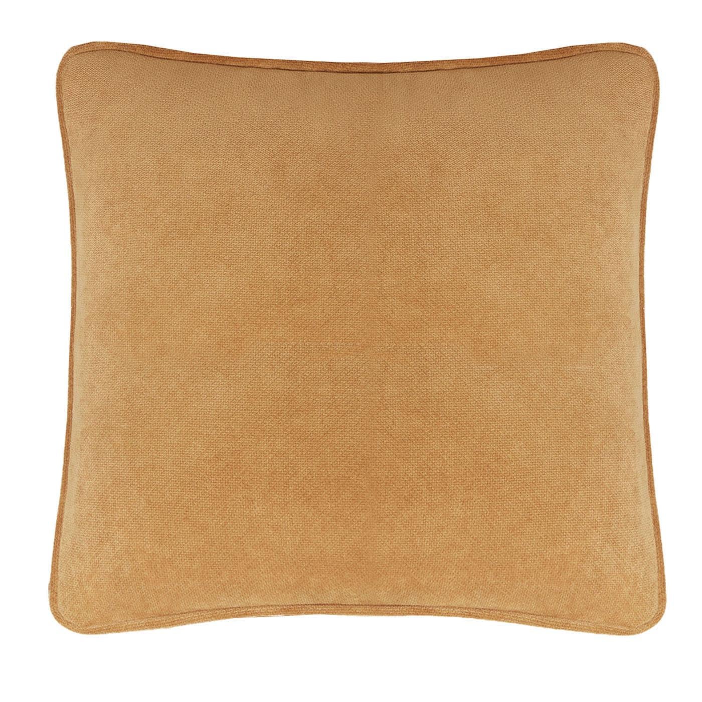 Happy Frame Camel Velvet Square Cushion en venta