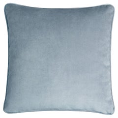 Happy Frame Light Blue Velvet Square Cushion