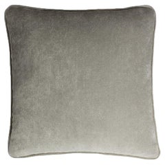 HAPPY FRAME Cuscino in velluto grigio chiaro con bordino grigio chiaro