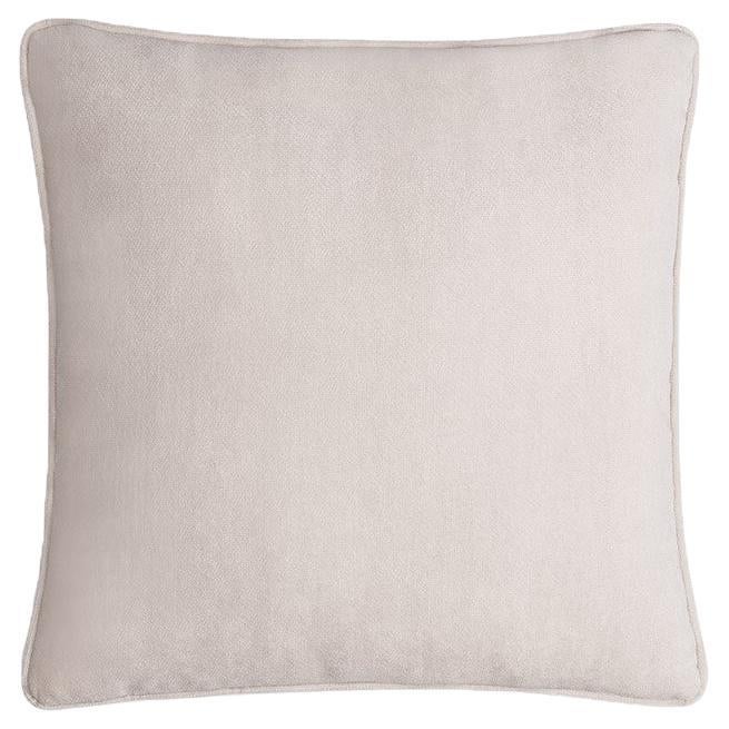 HAPPY FRAME White Velvet Cushion With White Piping