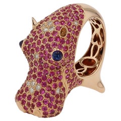 Happy Hippo Rose Gold Ruby Cocktail Ring 