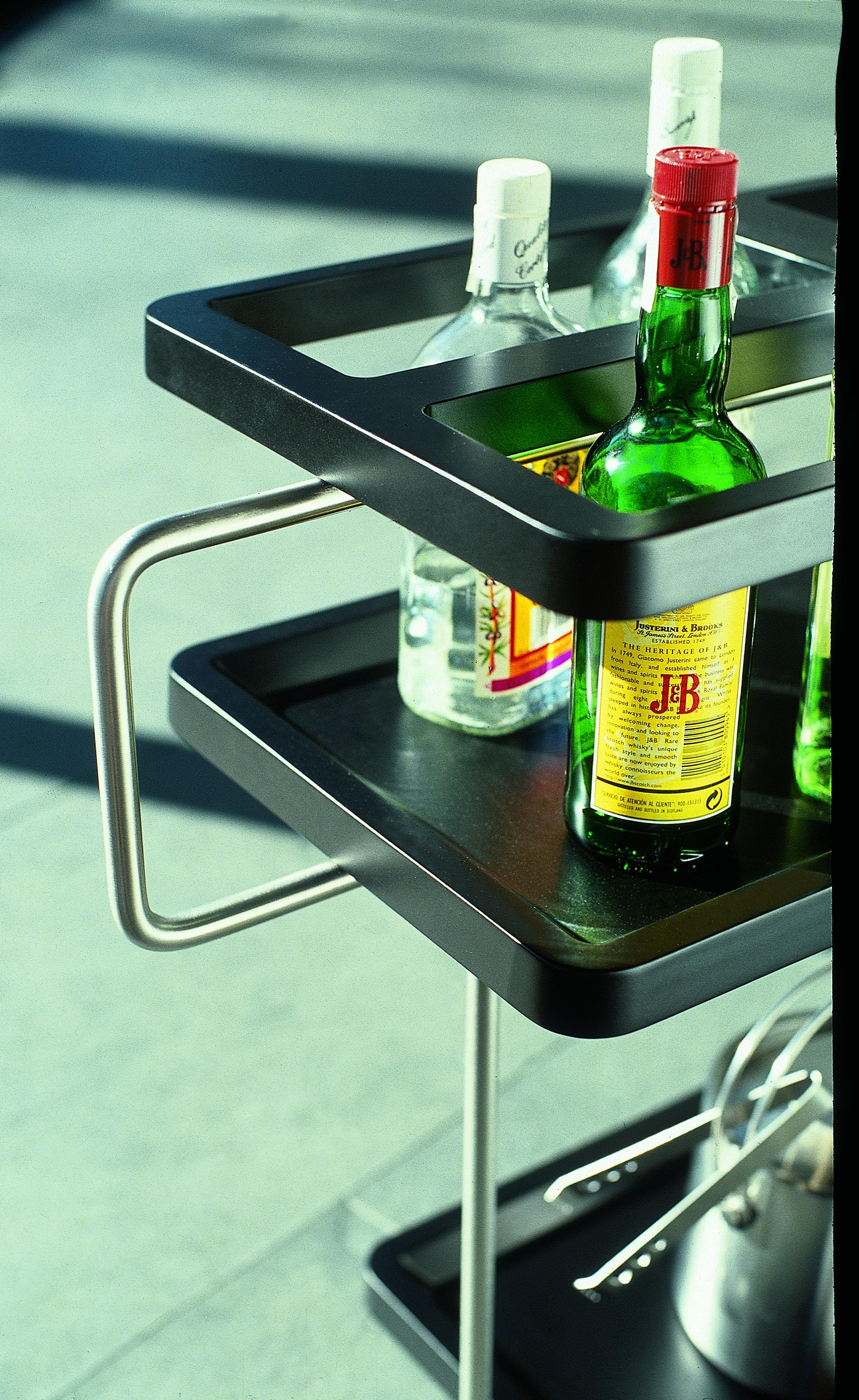 Modern Black Cocktail Serving Bar Trolley Chromed Finish  For Sale