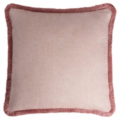 Happy Linen Pillow Light Pink with Light Pink Fringes