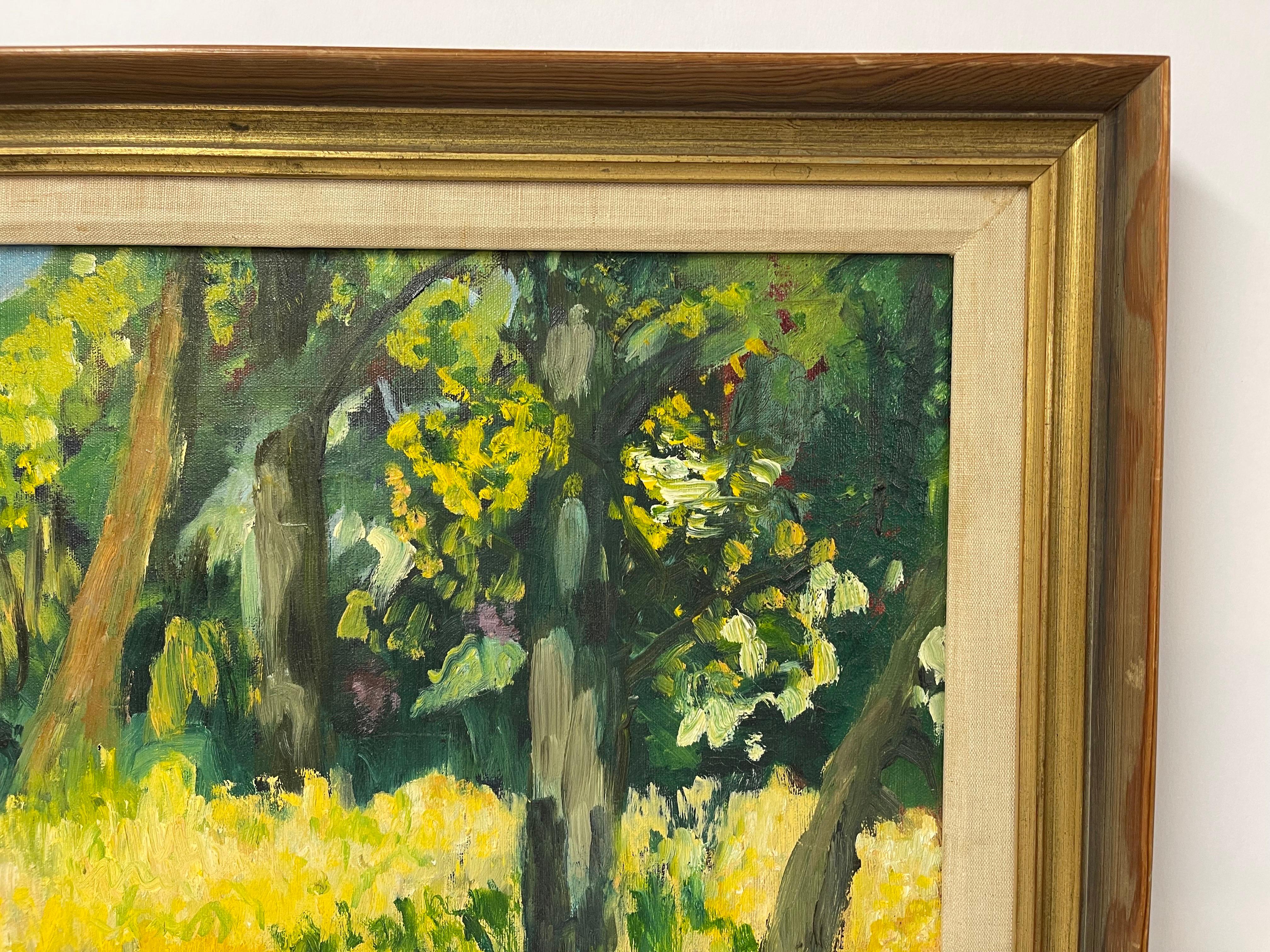 Happy Mid Century Impasto Painting of a Field For Sale 5