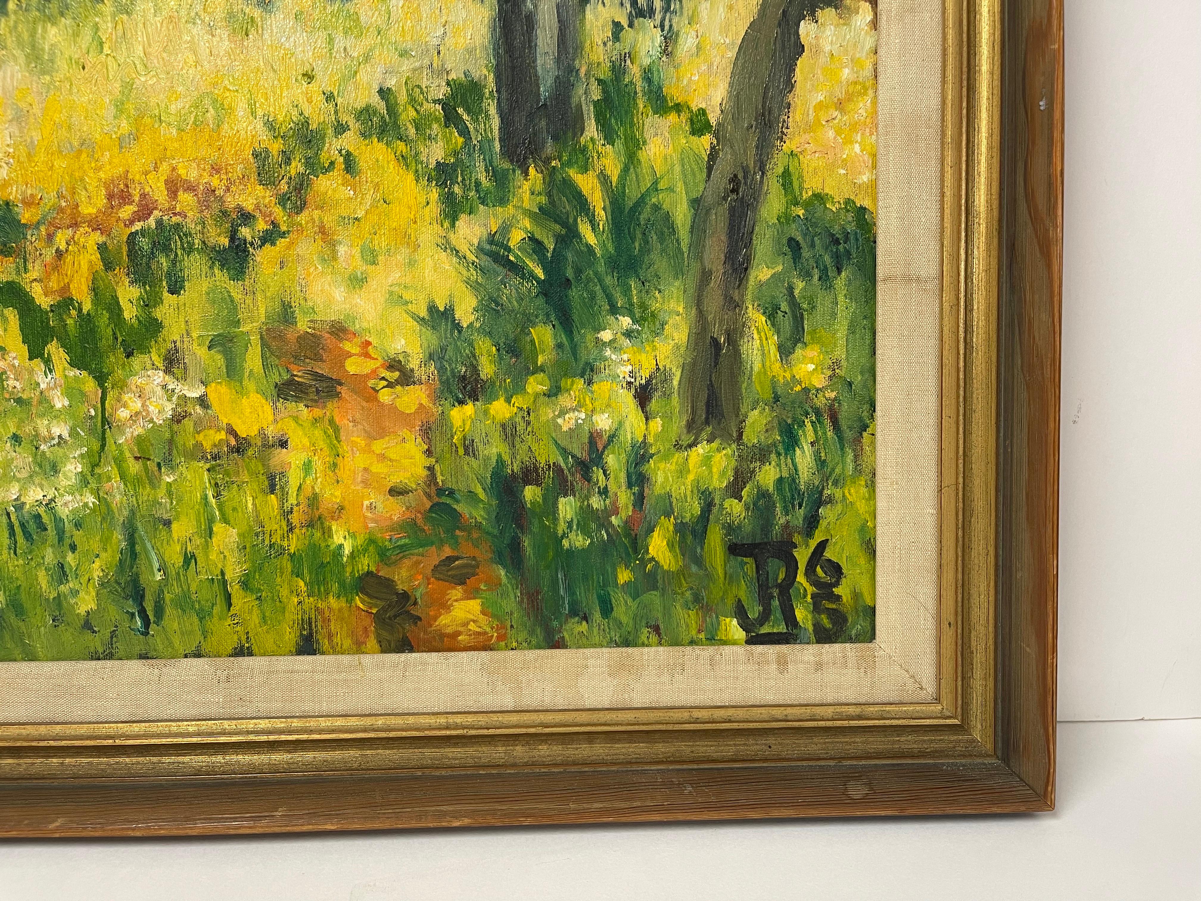 Happy Mid Century Impasto Painting of a Field For Sale 6