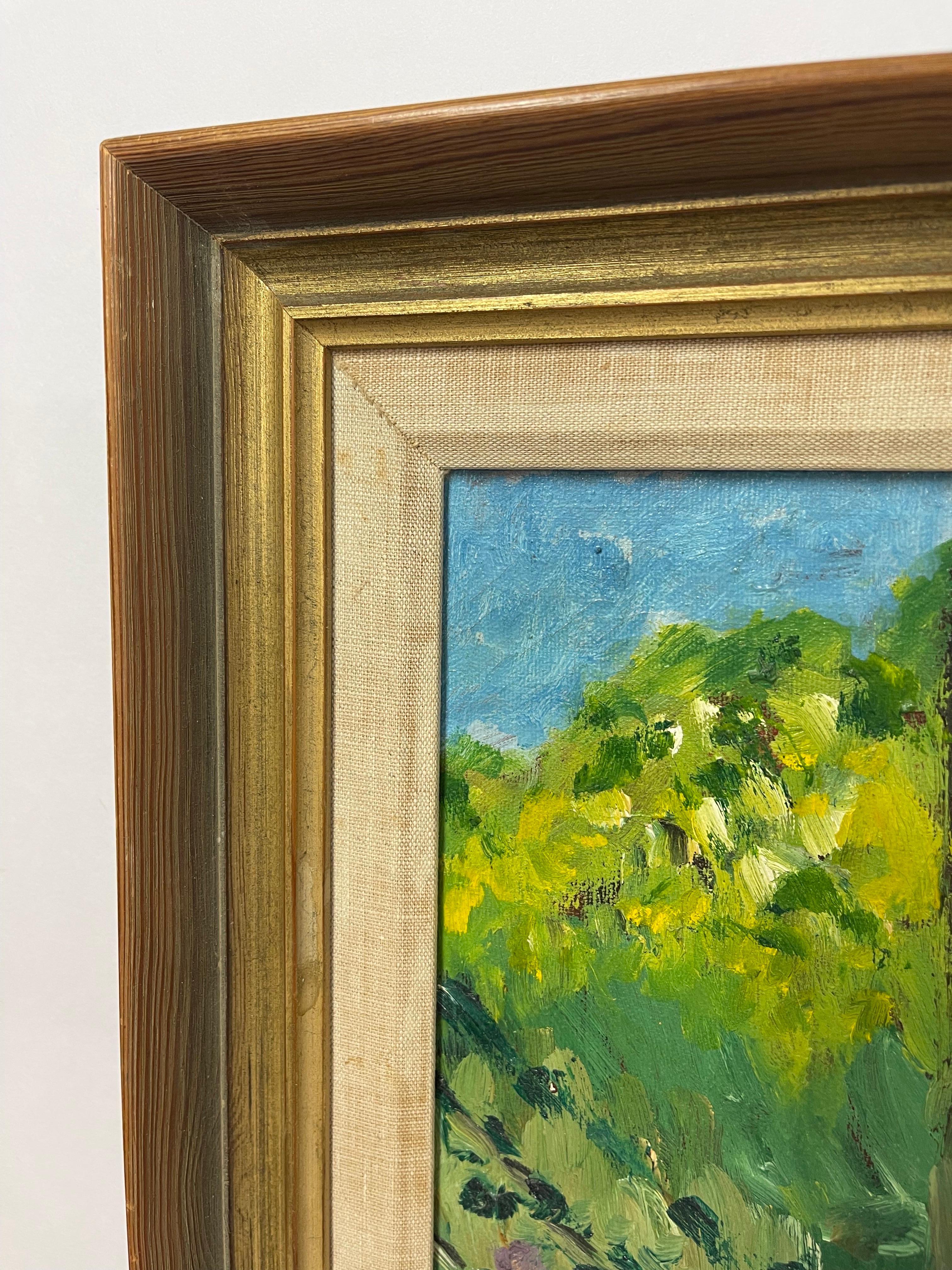 Happy Mid Century Impasto Painting of a Field For Sale 7
