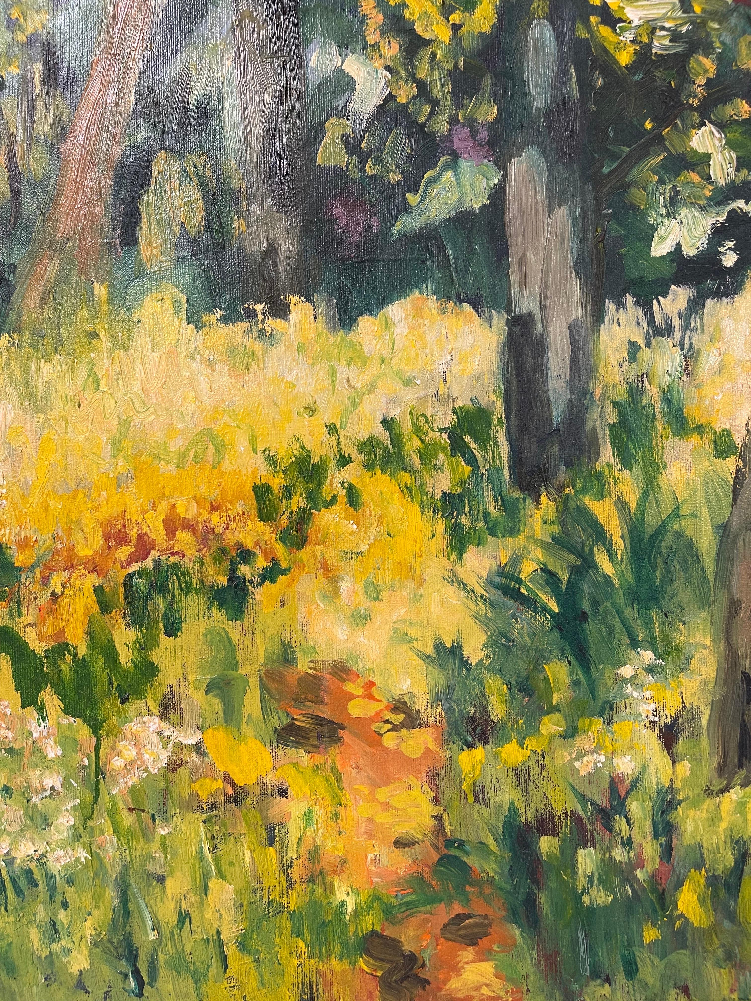 Happy Mid Century Impasto Painting of a Field For Sale 2