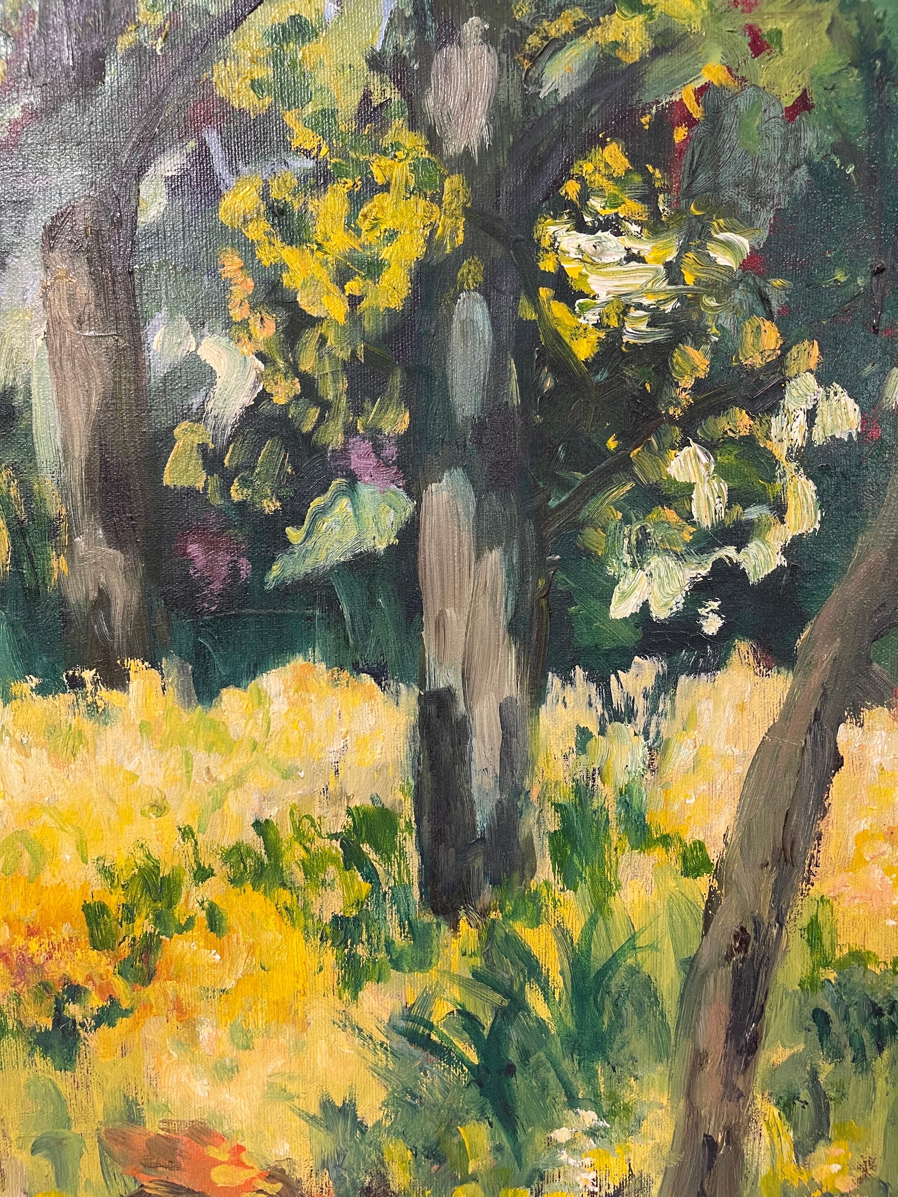 Happy Mid Century Impasto Painting of a Field For Sale 3