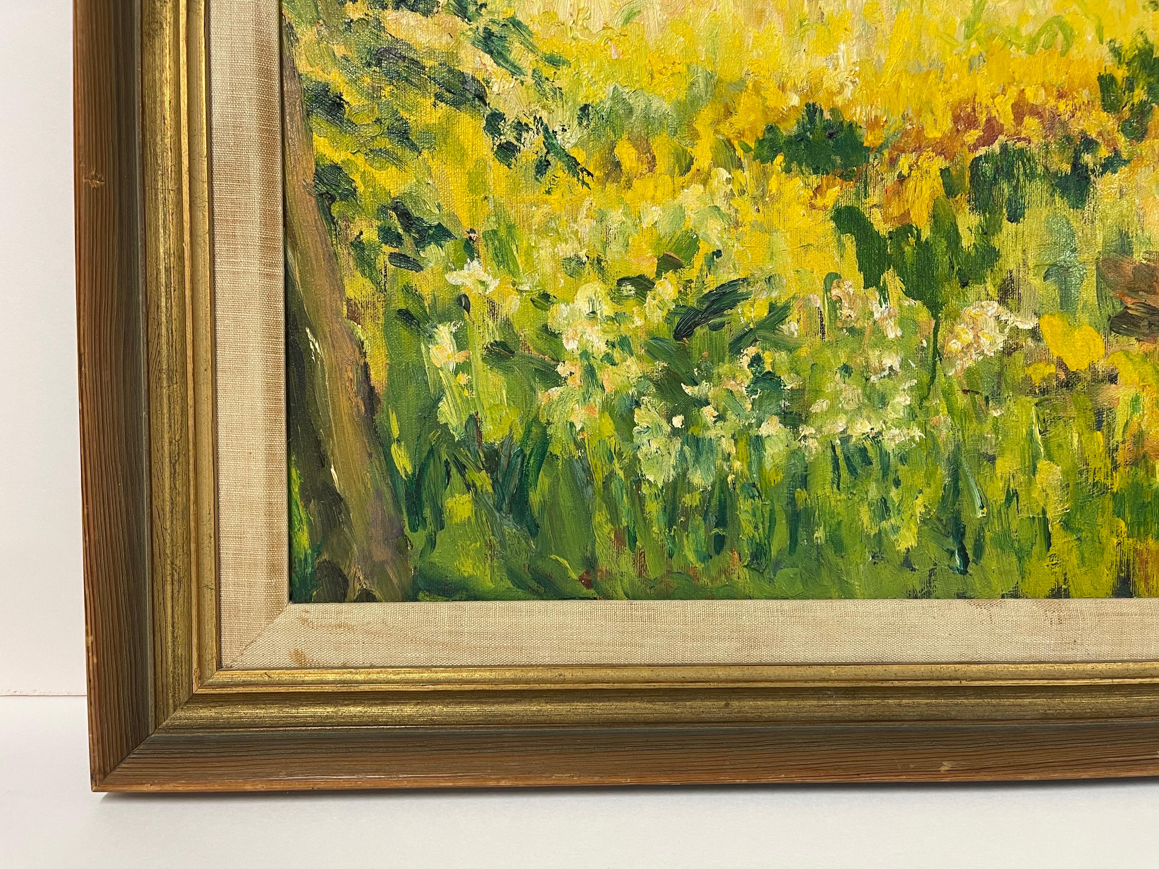 Happy Mid Century Impasto Painting of a Field For Sale 4