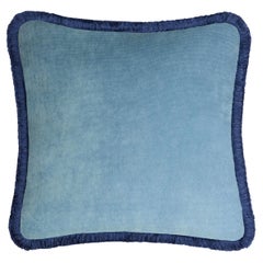 Happy Pillow 40 bleu clair et bleu  Franges