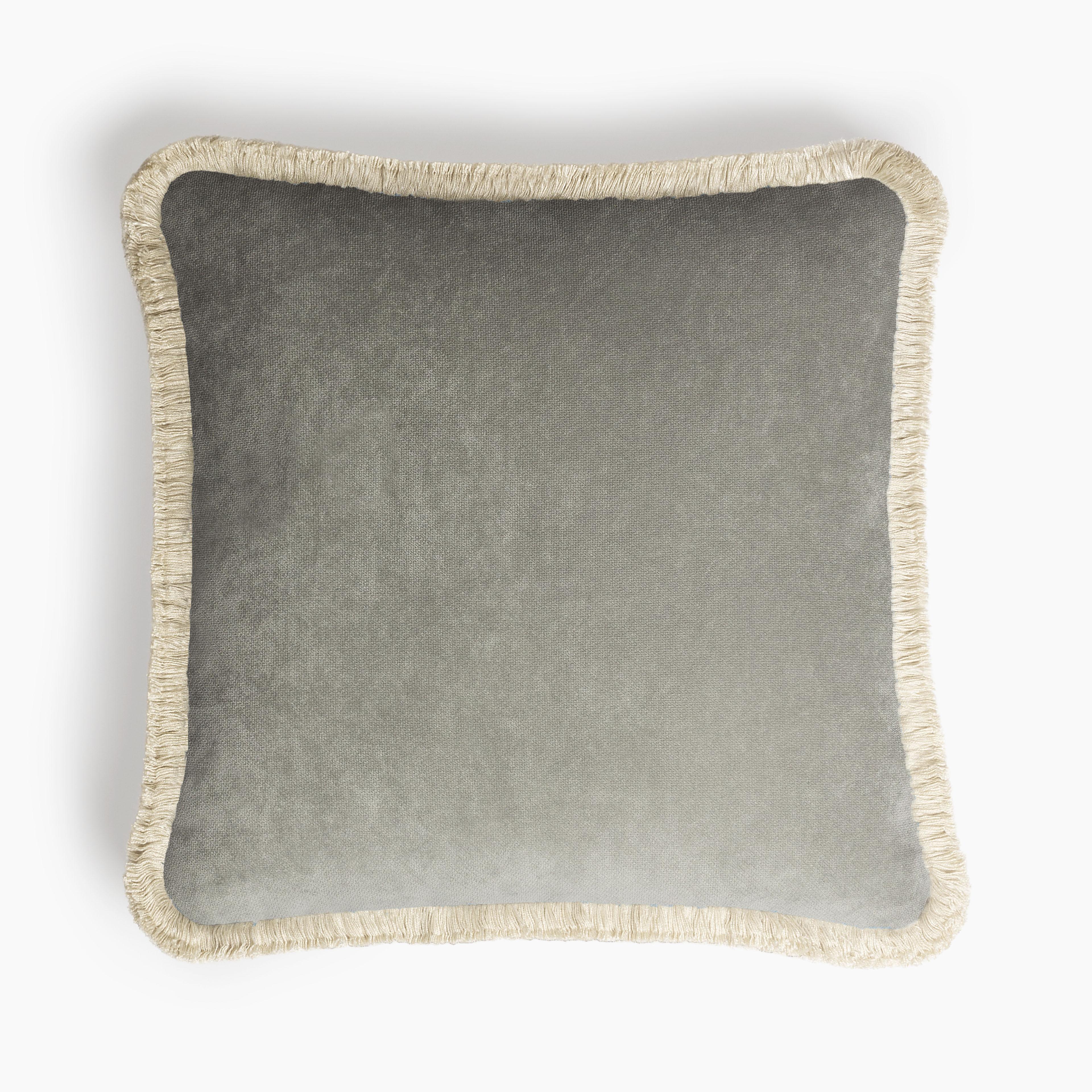 HAPPY PILLOW 40 Velluto Lime con frange crema In condizioni Nuovo in vendita a Carimate, Lombardia
