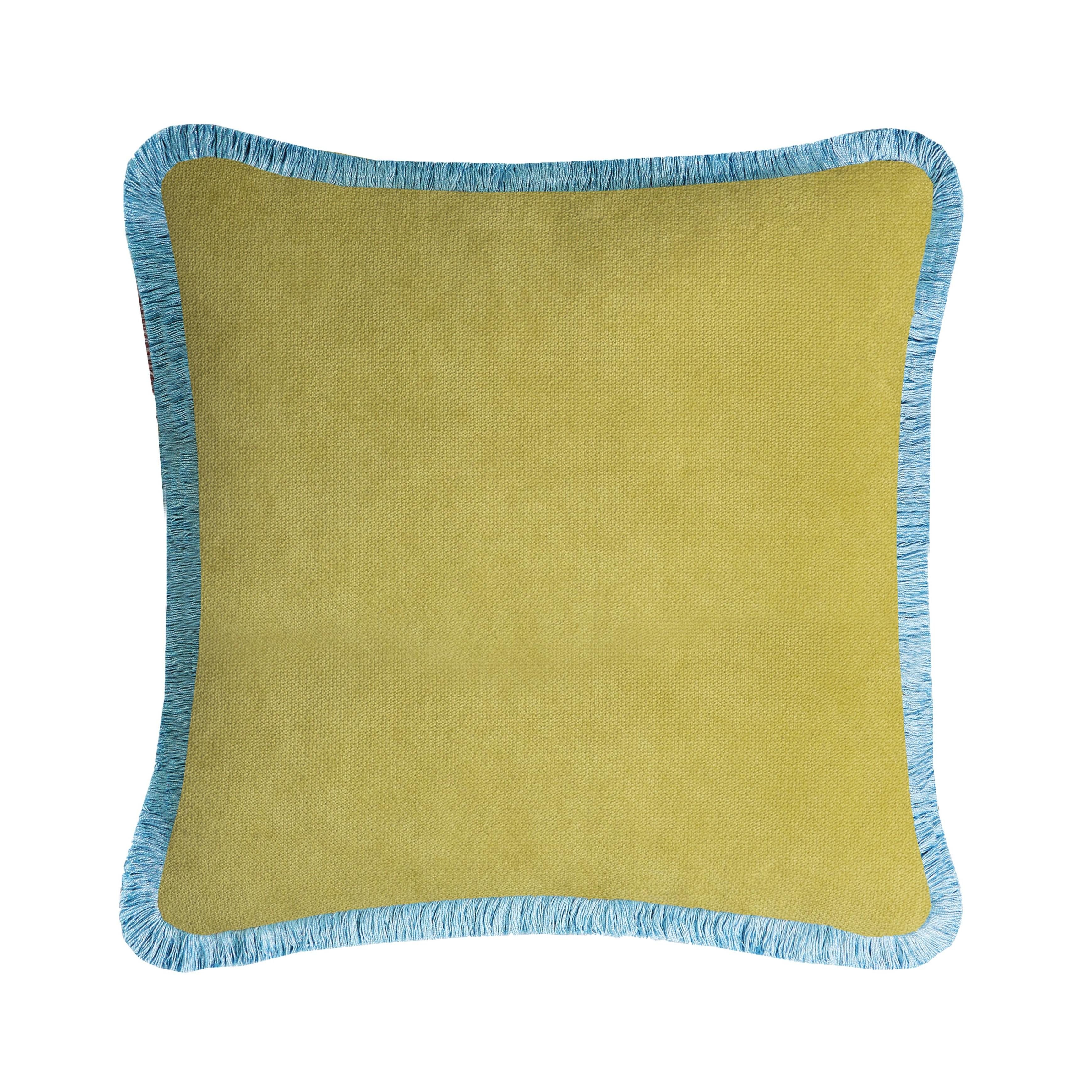HAPPY PILLOW 40 Velluto Giallo con Frange Rosa In condizioni Nuovo in vendita a Carimate, Lombardia