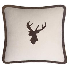Happy Pillow Elk Velvet Beige With Brown Fringes