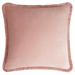 Happy Pillow Light Pink Velvet with Light Pink Fringes
