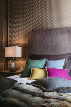 Happy Pillow MONGOLIA Wool Cushion Mustard With Multicolor Fringes