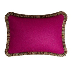 Happy Pillow Mongolia Wool Cushion Purple with Multicolor Fringes