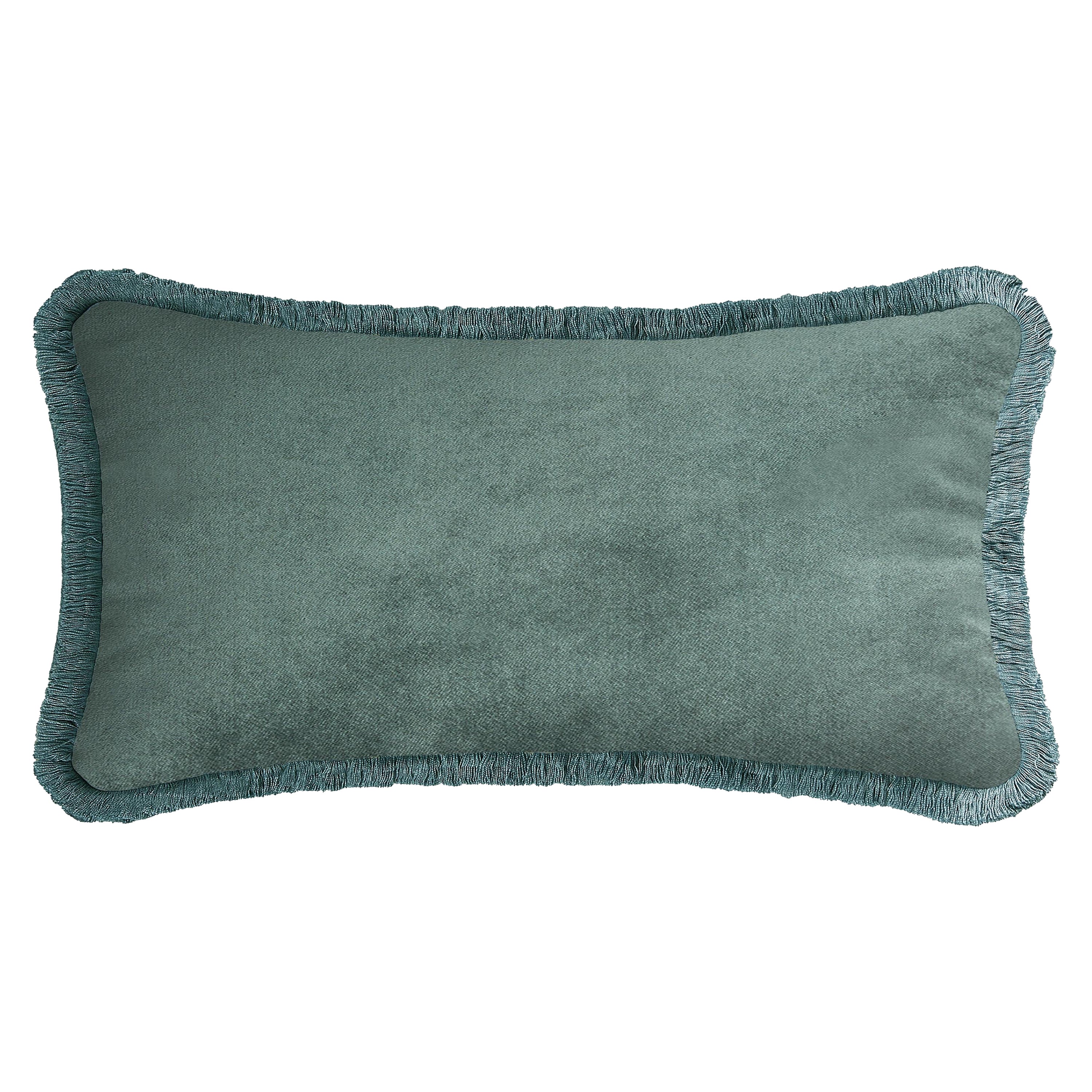 Happy Pillow Rectángulo Terciopelo Teal con Flecos Teal
