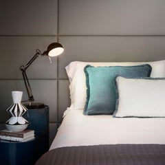 Happy Pillow Rectángulo Terciopelo Blanco con Flecos Teal