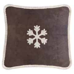 Happy Pillow Snowflake Velvet Brown With Beige Fringes