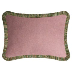 Happy Pillow Svezia Wool Cushion Pink with Multicolor Fringes