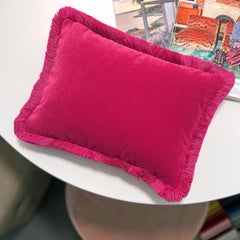 Happy Pillow Velvet Fuchsia with Fringes  Small