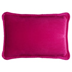 Happy Pillow Velvet Fuchsia with Fringes  Small