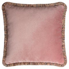 Happy Pillow Velvet Pink with Pink Multicolour Fringes