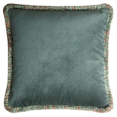 Happy Pillow Velvet Teal with Teal Fringes