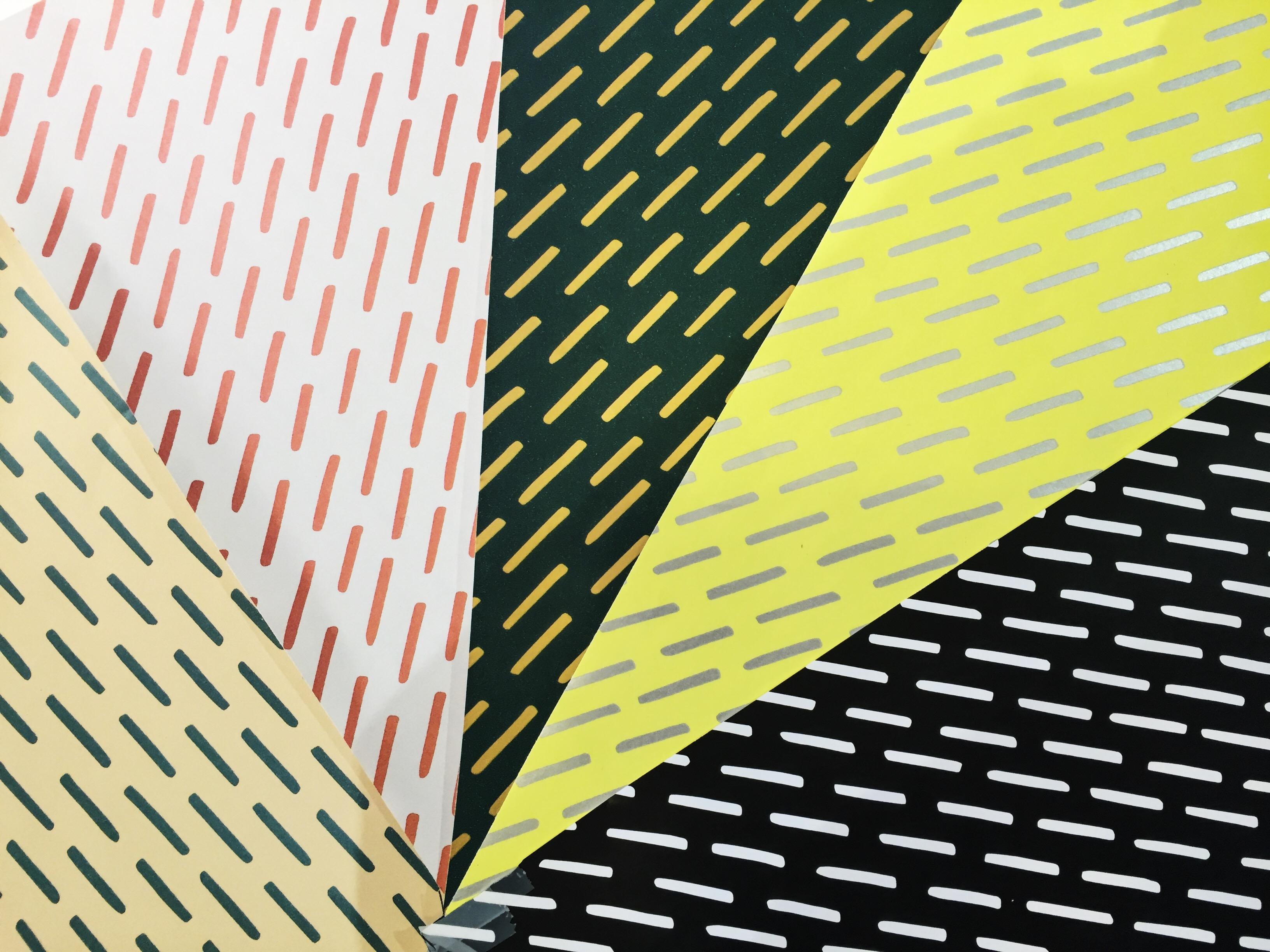 Modern Happy Rain Wallpaper - Green&Gold by Marta Bakowski for La Chance For Sale
