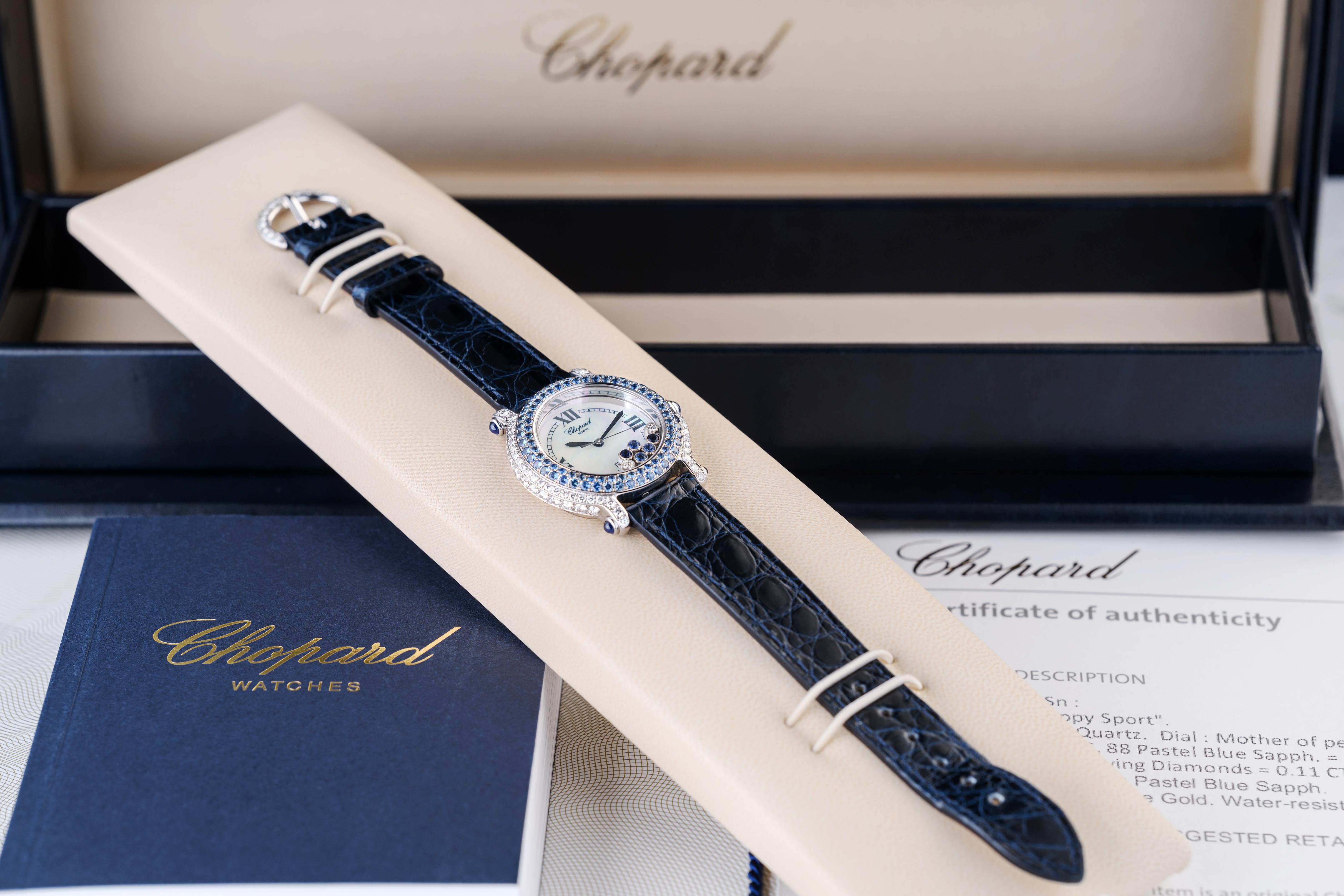 Montre Happy Sport saphir et diamant Excellent état - En vente à London, GB