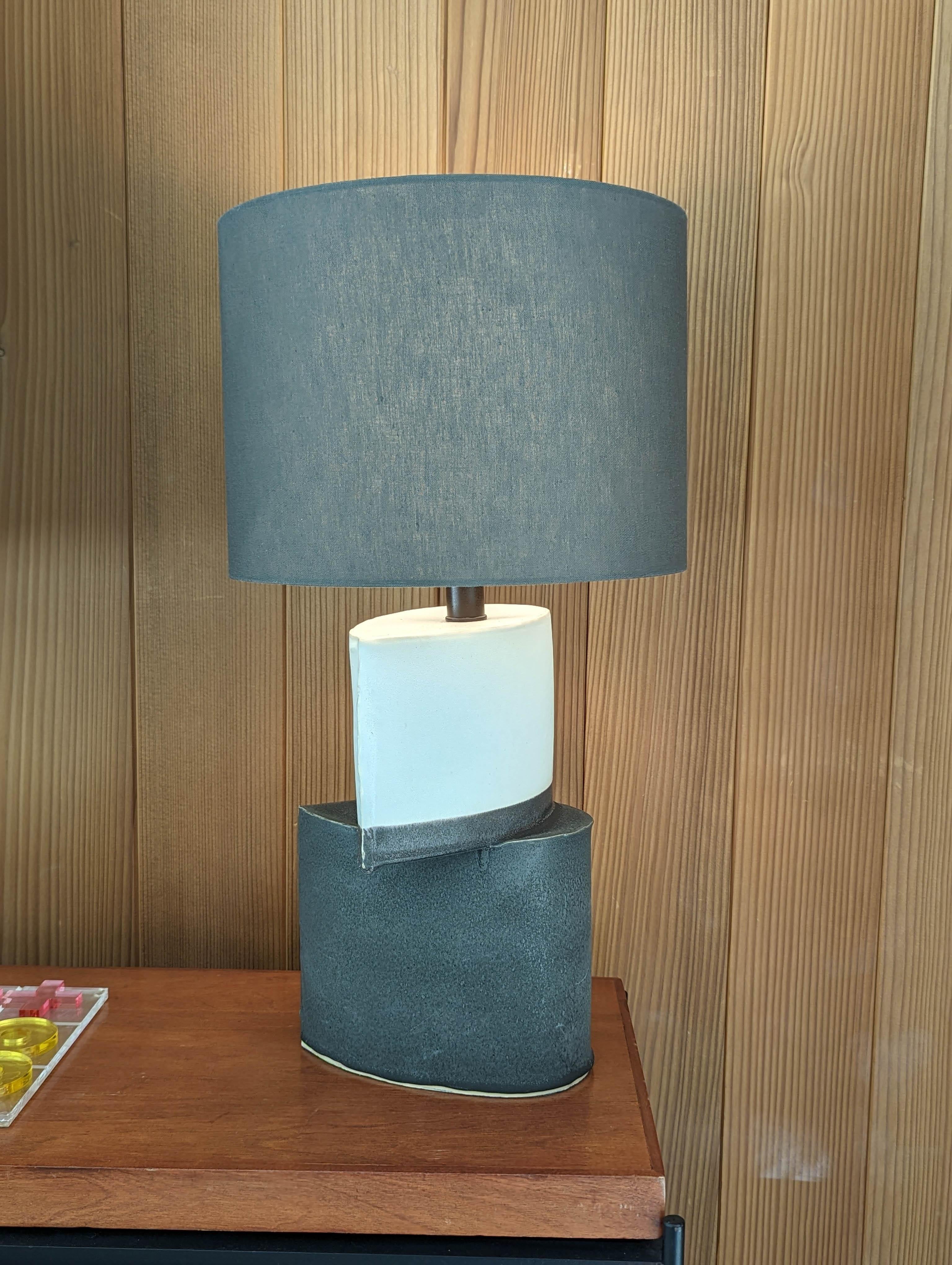 Contemporary Happy Tears 2-Tier Table Lamp, Elephant & Ivory Glaze with Shade For Sale