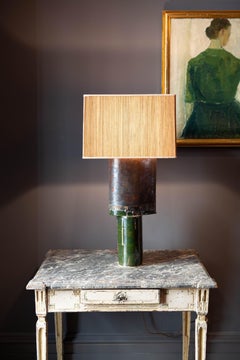 Happy Tears 2-Tier Table Lamp, Molten, Metallic Glaze on Stoneware, Stick Shade