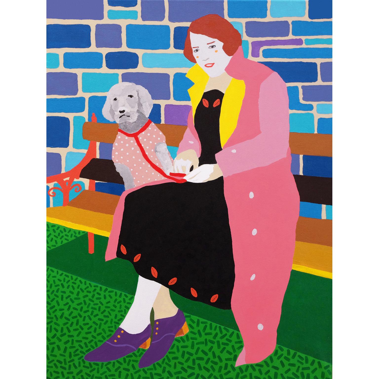 Modern 'Happy Together' Portrait Painting by Alan Fears Pop Art Dog Poodle For Sale