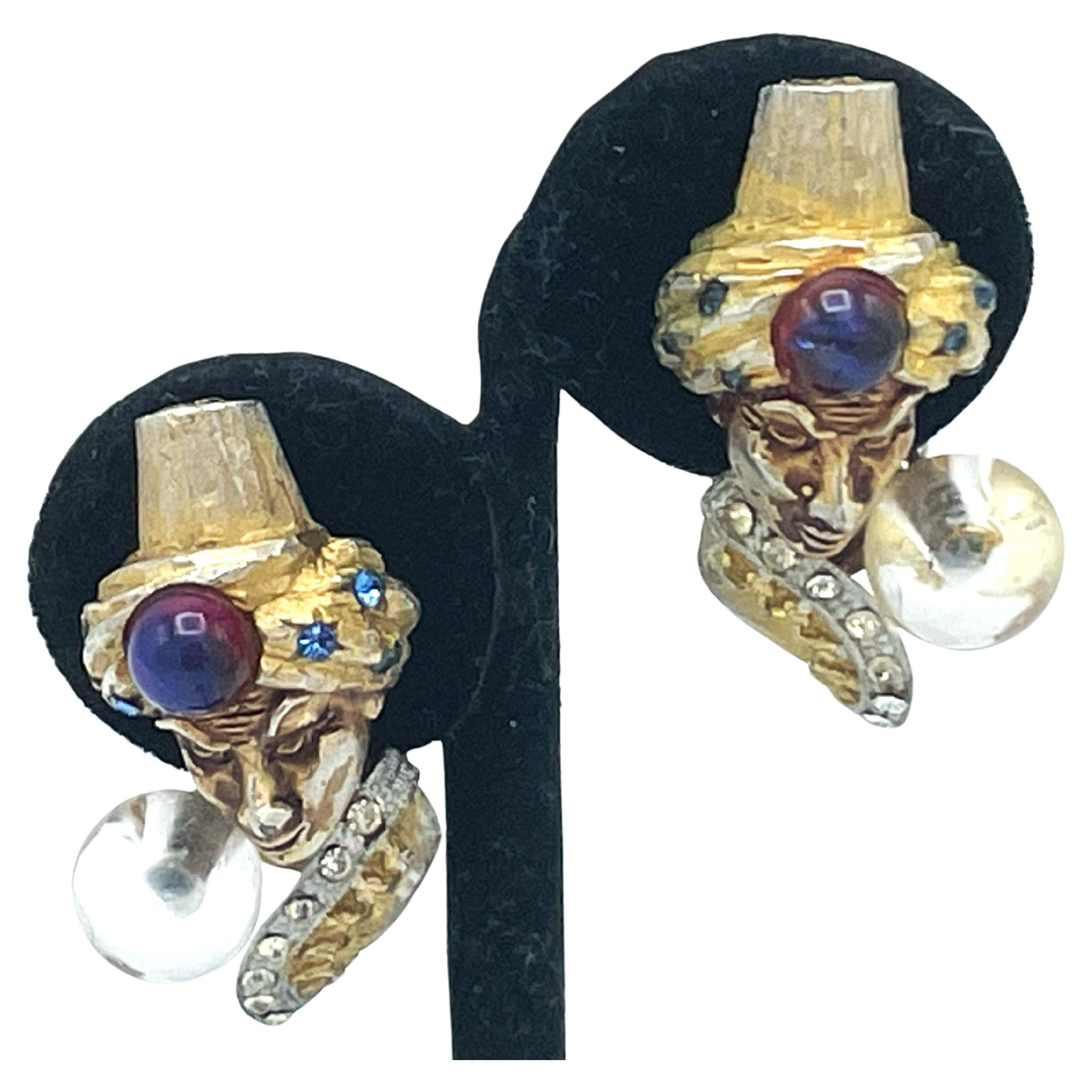 HAR Clip-on Ohrring GENIE Aladdin Kristallkugel- Fortune Teller Fabulous Seltener (Kunsthandwerker*in) im Angebot