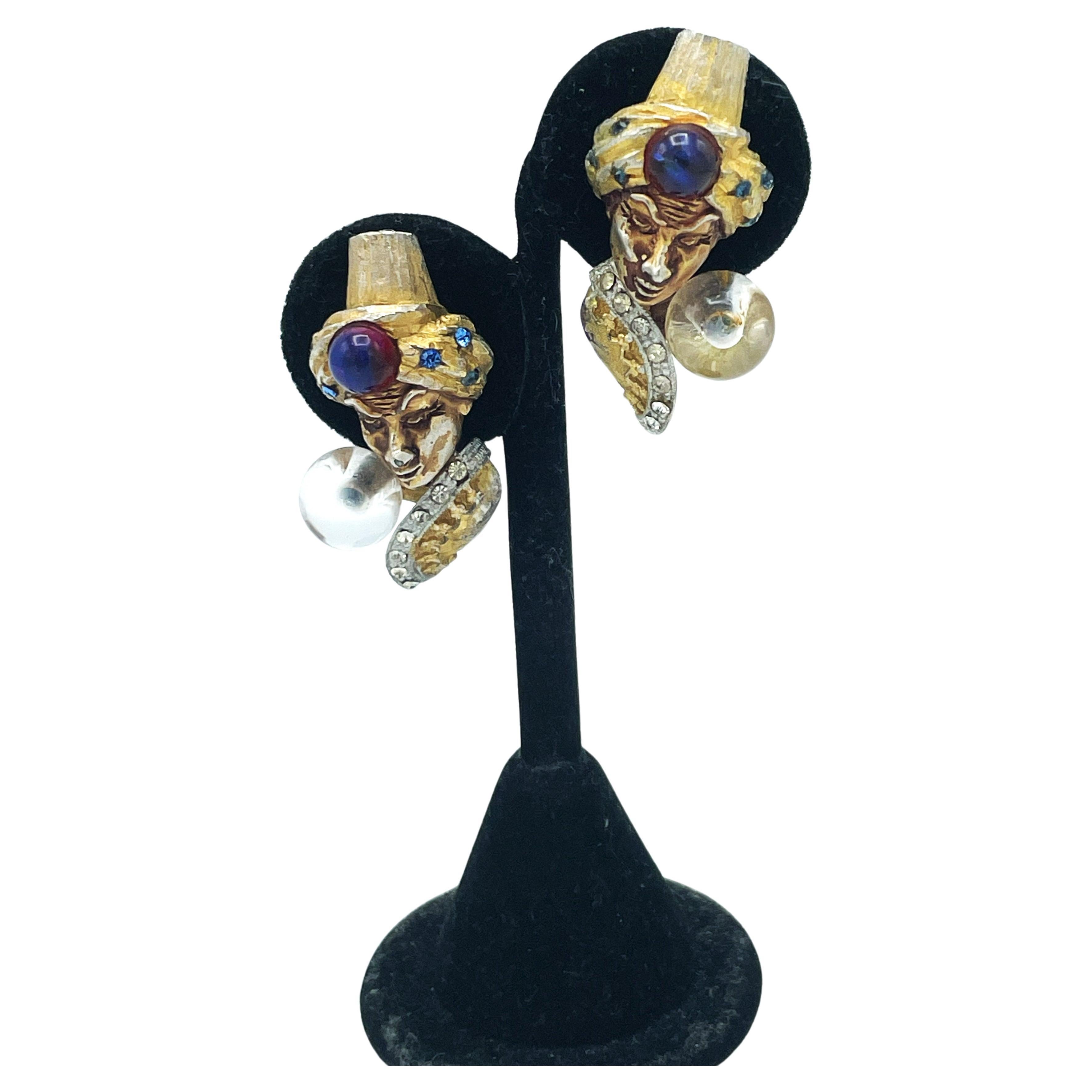 HAR Clip-on Ohrring GENIE Aladdin Kristallkugel- Fortune Teller Fabulous Seltener (Rundschliff) im Angebot