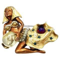 HAR rare Vintage Genie Cleopatra Harem girl brooch with the fish bowl, 1960 U.S
