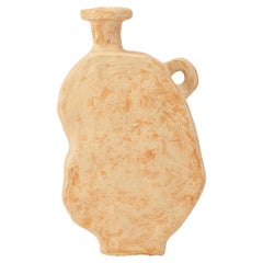 Hand-sculpted Organic Shape Light Orange Large Flat Vessel by Willem Van Hooff