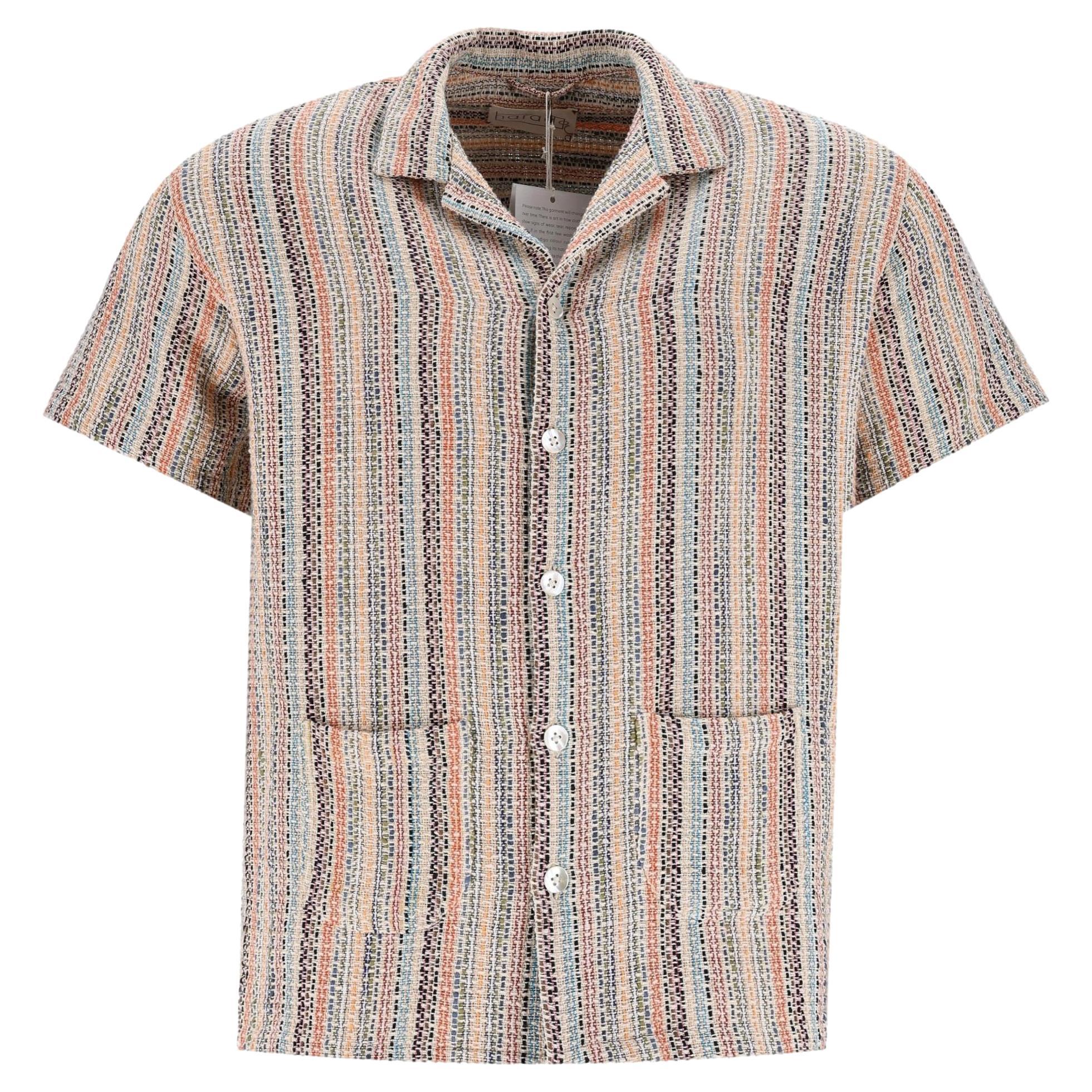 Camicia Harago in cotone intrecciato a righe in vendita