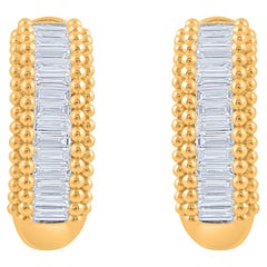 Harakh 0.66 Carat Colorless Diamond 18 Karat Yellow Gold Baguette Earrings