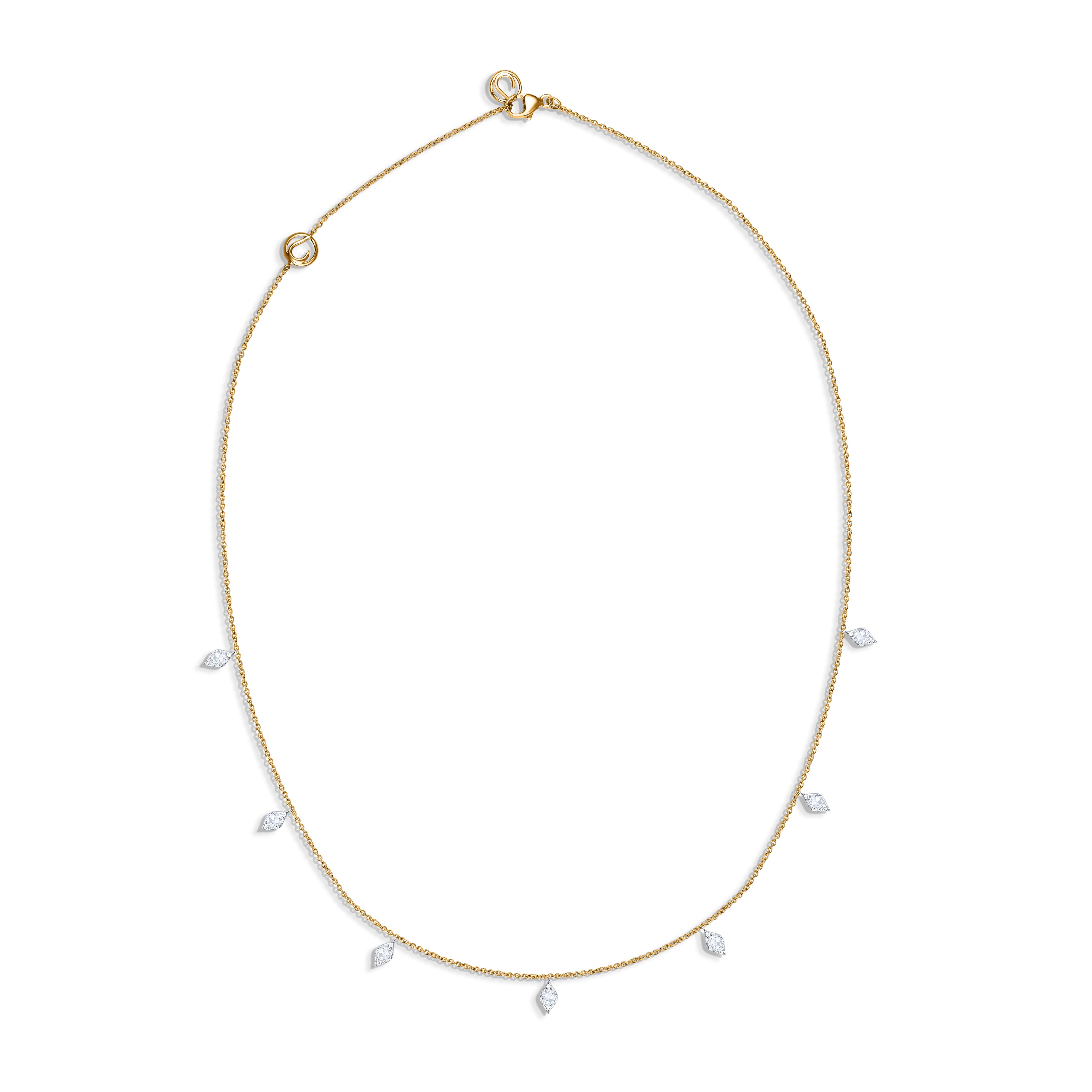 Modern 0.60 Carat Colorless Natural Diamond Station Necklace in 18 Karat Gold For Sale