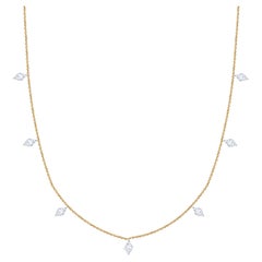0.60 Carat Colorless Natural Diamond Station Necklace in 18 Karat Gold