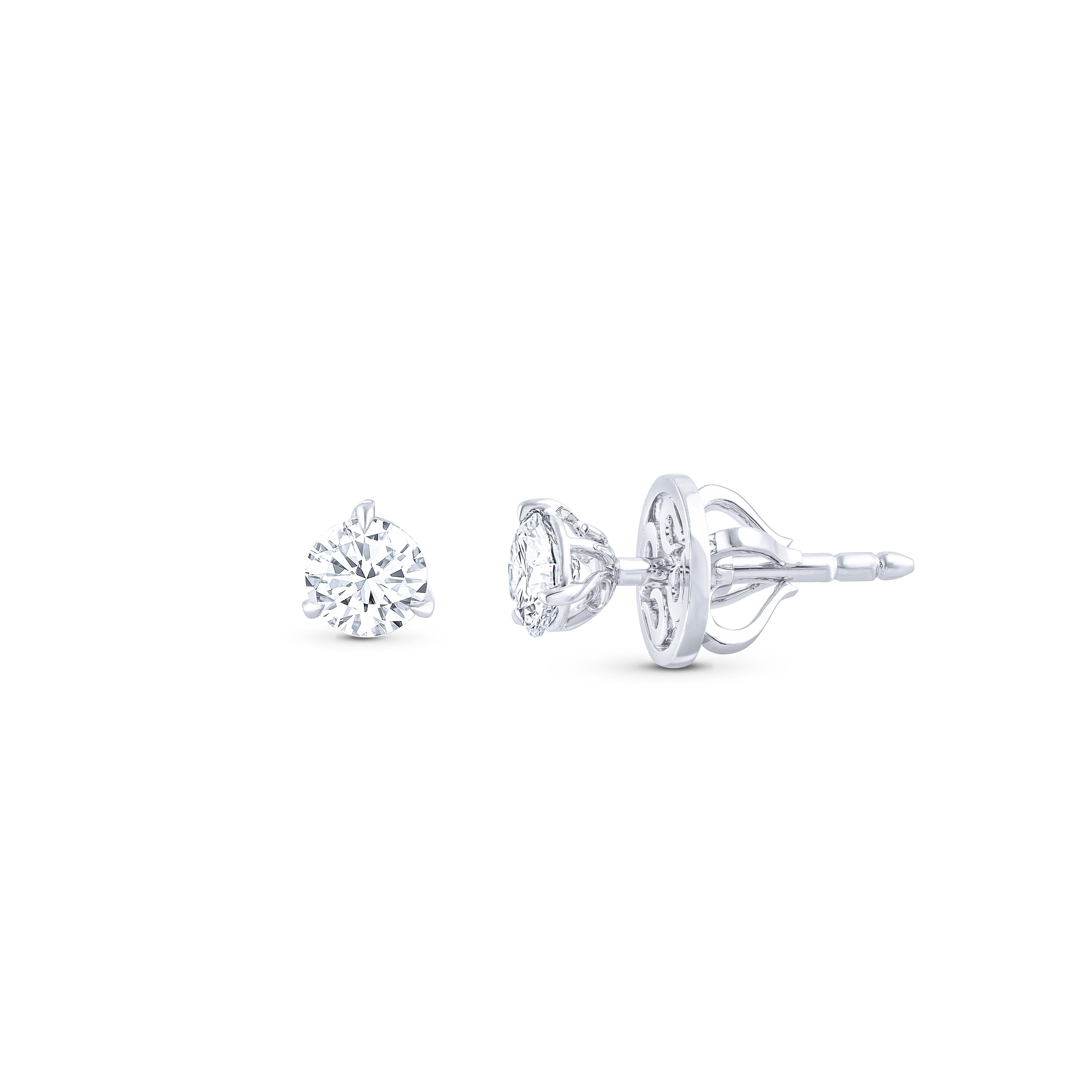 Contemporary Harakh 0.60 Carat F Color VS2 Clarity 18 Kt Diamond Stud Earrings For Sale