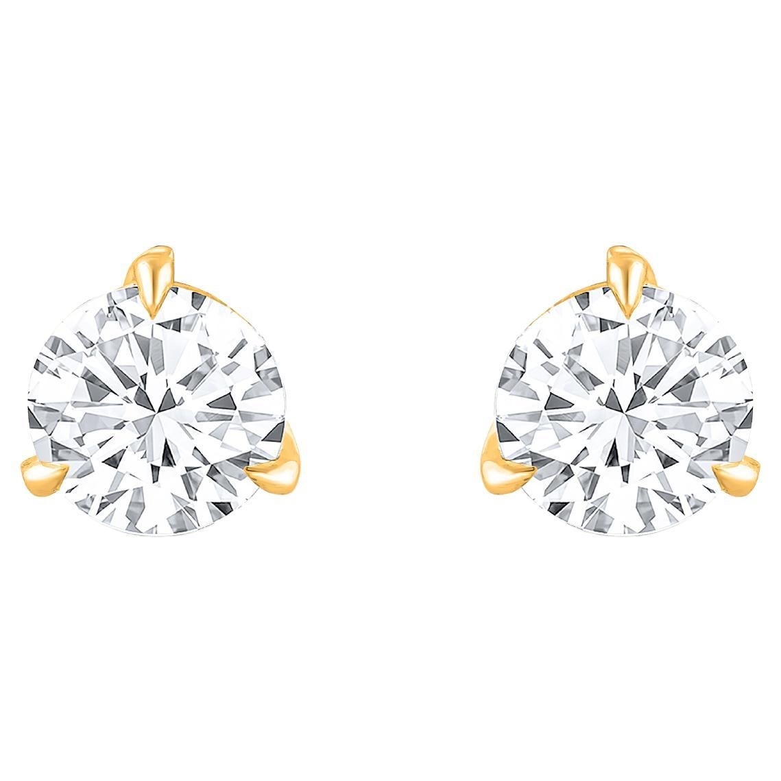 Harakh 0.62 CTW Colorless Diamond F Color VS2 Clarity 18KT Gold Stud Earrings