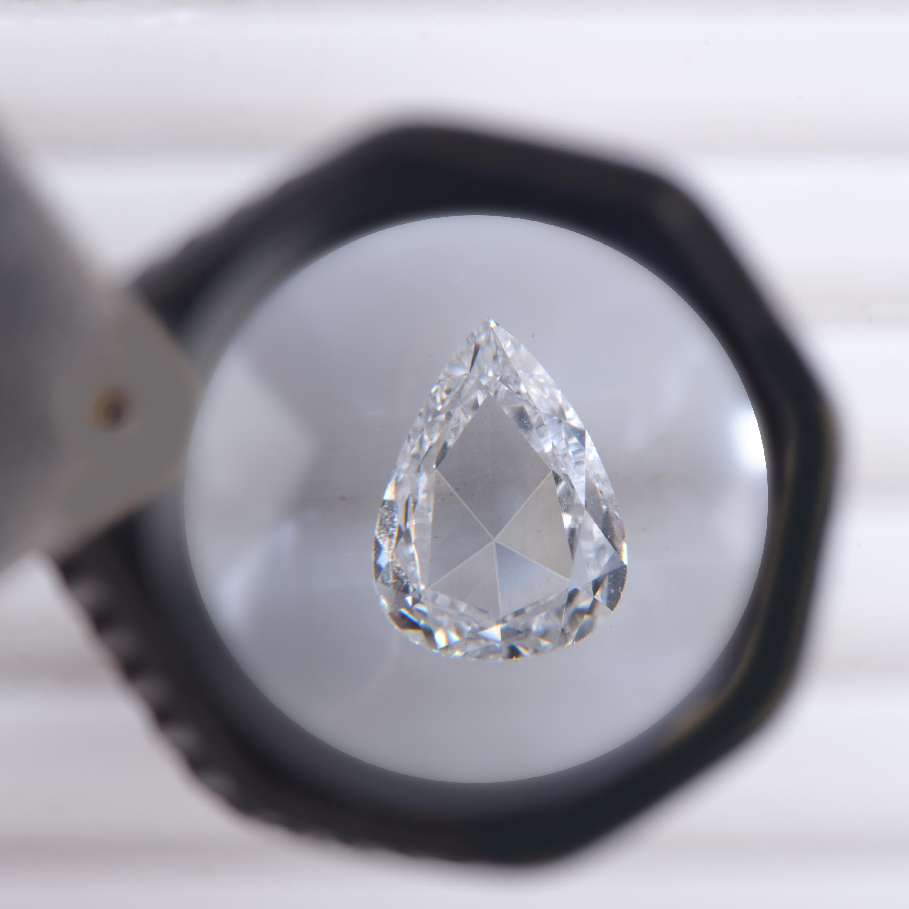 Harakh 0,63 Karat F Farbe, VS Reinheit im Rosenschliff Birnen Solitär Diamant (Moderne) im Angebot