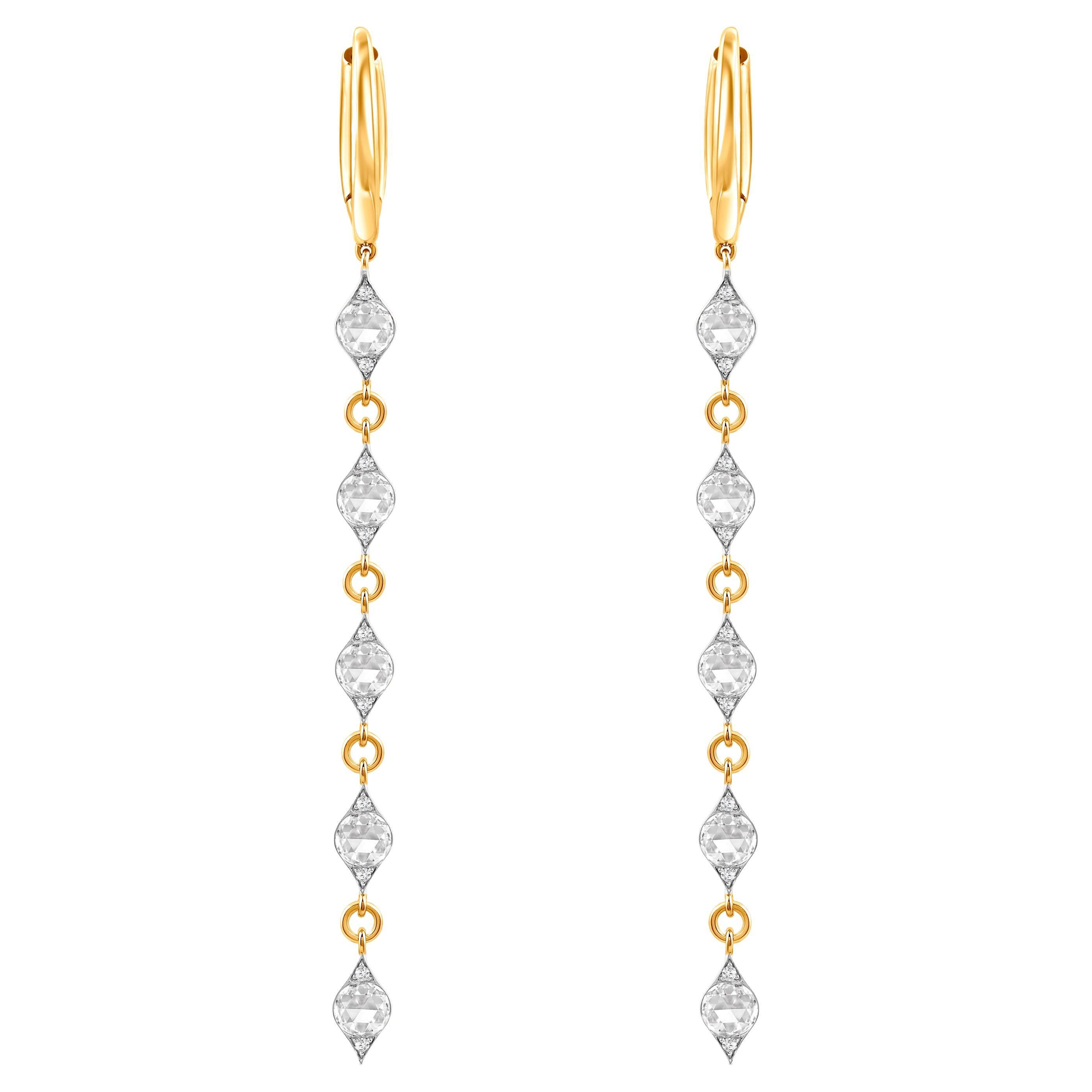 HARAKH 0.73 Carat Natural Diamond Dangle Mandala Earrings in 18 KT Yellow Gold