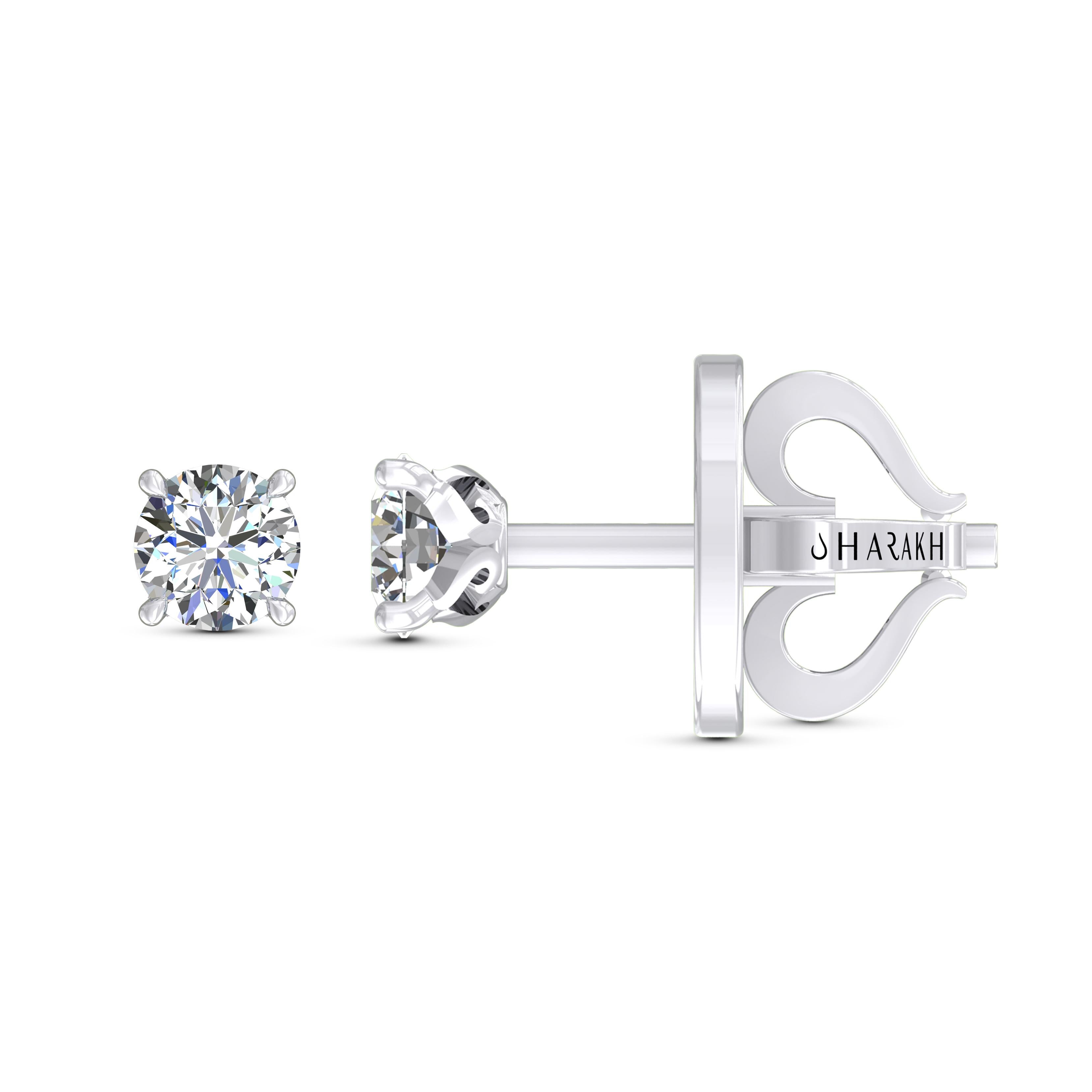 Contemporary HARAKH 0.75 CTW Colorless Diamond Classic Stud Earrings in 18 Karat white Gold For Sale