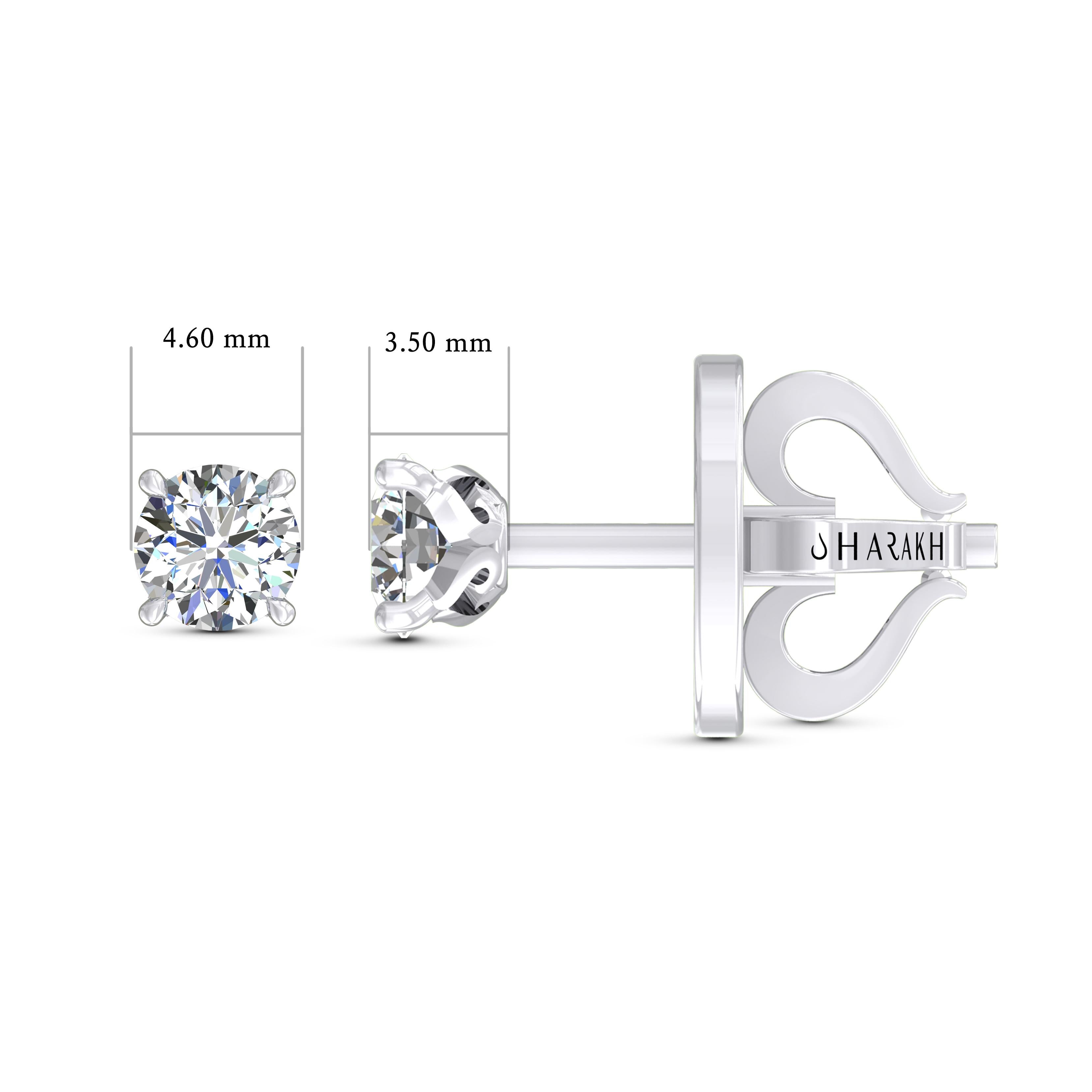 Round Cut HARAKH 0.75 CTW Colorless Diamond Classic Stud Earrings in 18 Karat white Gold For Sale