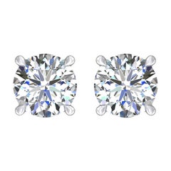 HARAKH Pendientes clásicos de oro blanco de 18 quilates con diamantes incoloros de 0,75 quilates