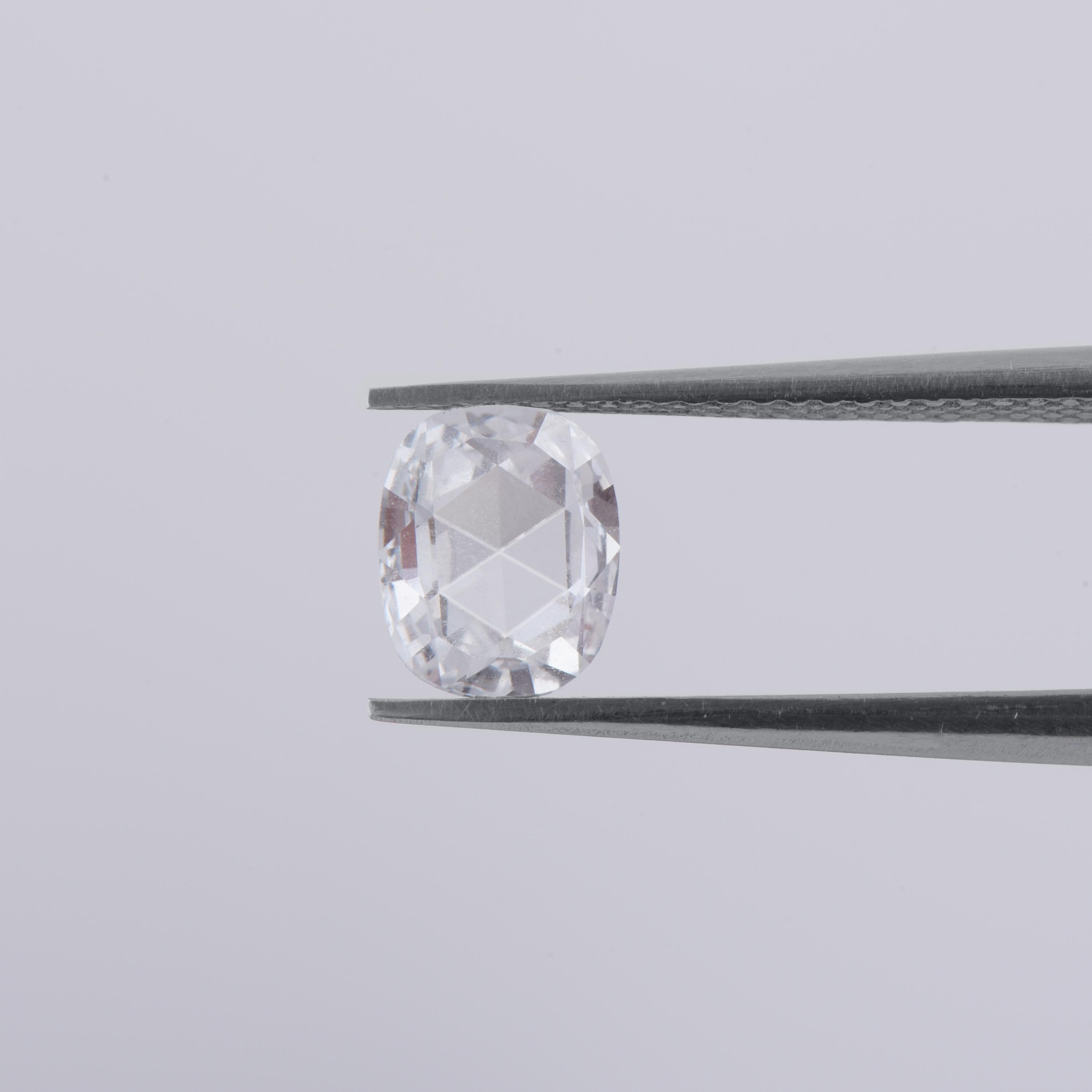 Modern Harakh 0.81 Carat F Color, VS Clarity Rose Cut Oval Solitaire Diamond For Sale